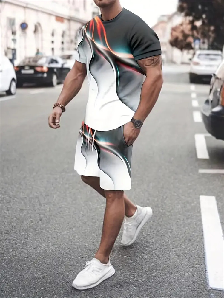 Summer Gym Clothing - Conjunto de T-shirt com Textura Gradiente
