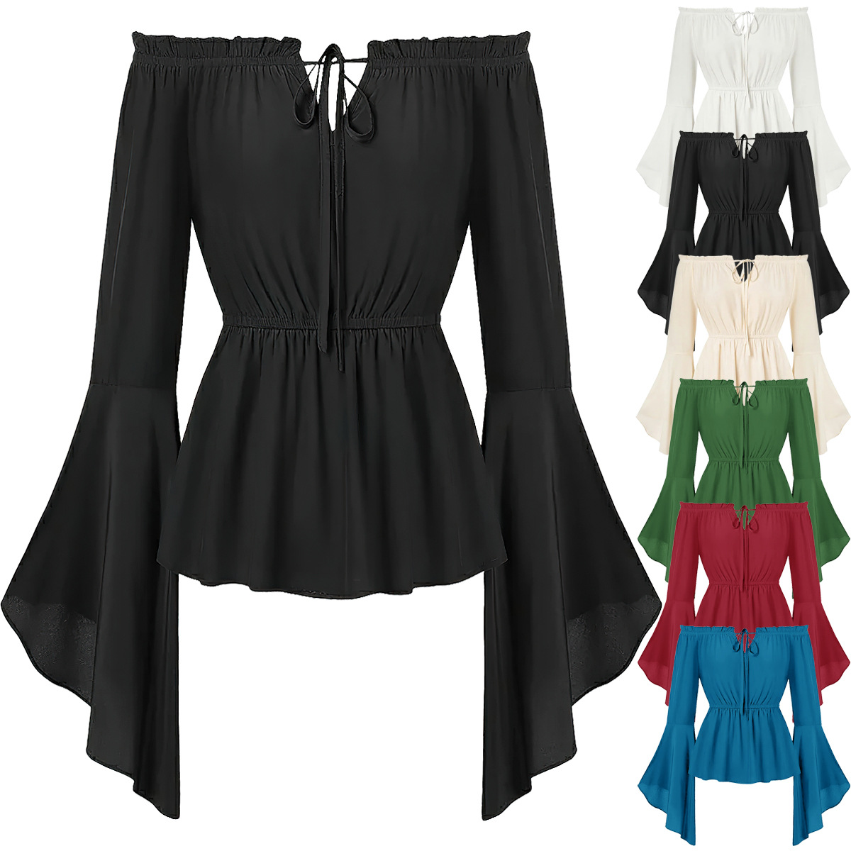 Off Shoulder Blouse - Blusa Medieval Off Shoulder para Mulheres,