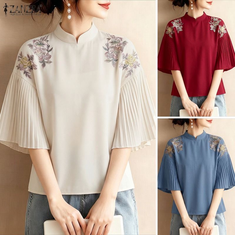 Summer Clothing Work - Blusa Feminina ZANZEA 2026 Estampada Floral