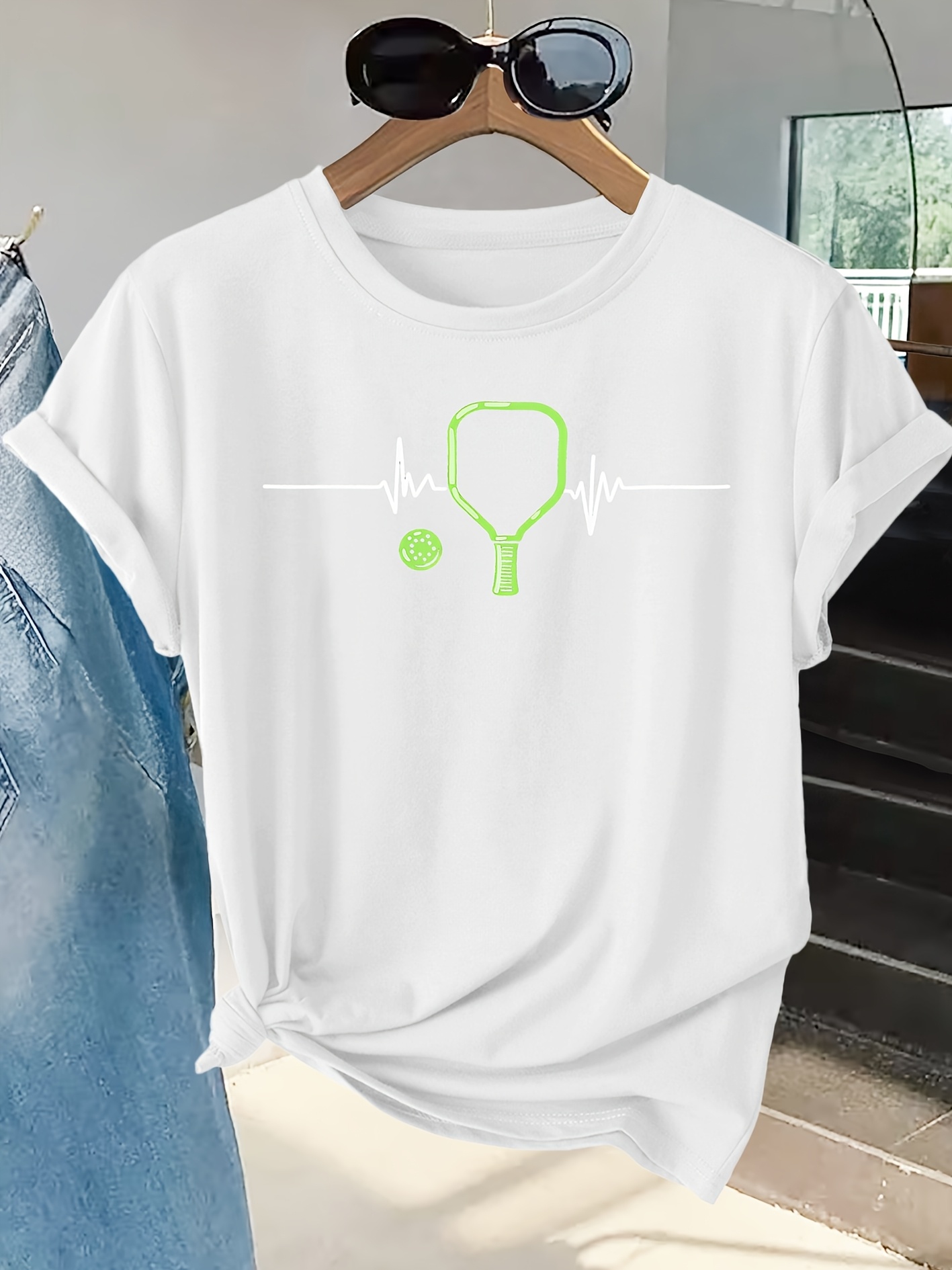 Summer Clothing Pictures - Camiseta Feminina com Estampa de Raquete