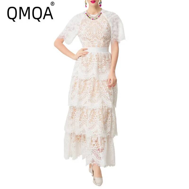 Summer Clothing Pictures - Vestido Feminino Elegante QMQA com Gola