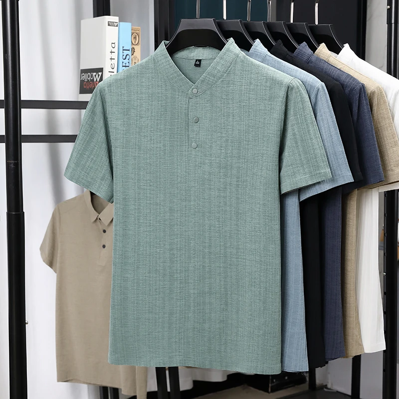 Summer Clothing Guys - Camisas Masculinas de Linho Texturizado com