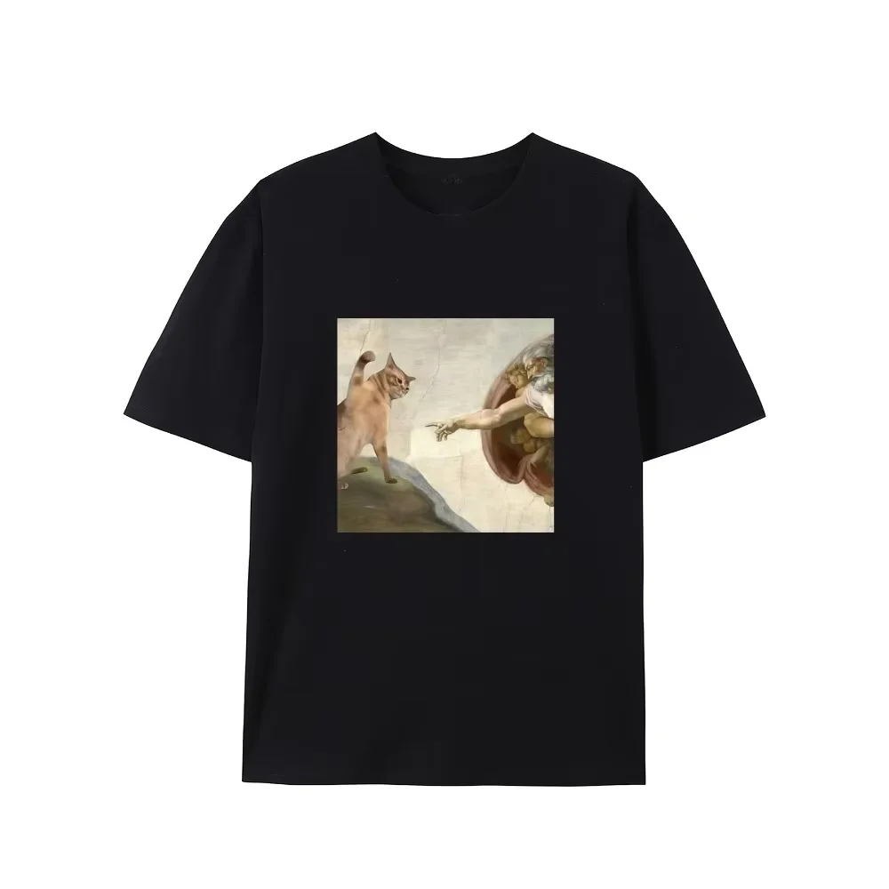 Summer Renaissance Clothing - Camiseta Criativa Gato Renascentista Paródia Michelangelo