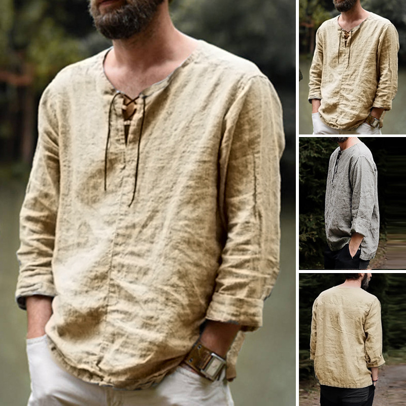 Summer Renaissance Clothing - Verão novo masculino renascentista peito corda