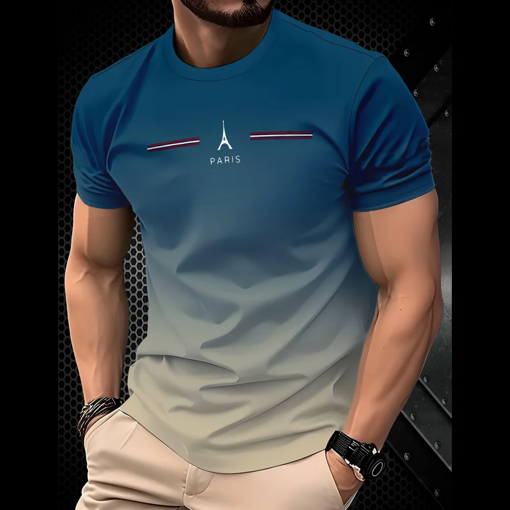 Summer Clothing In Paris - Camiseta Masculina de Verão com Estampa