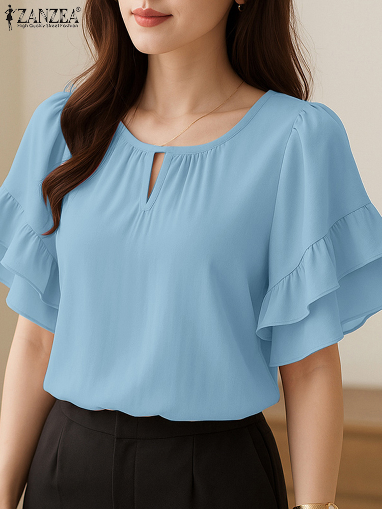 Summer Clothing Work - Blusas femininas elegantes zanzea 2025 verão