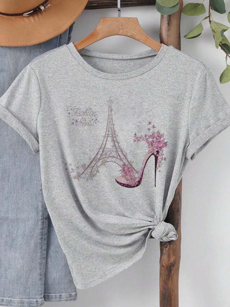 Moda paris torre eiffel impres - Summer Clothing In Paris avaliação e preço