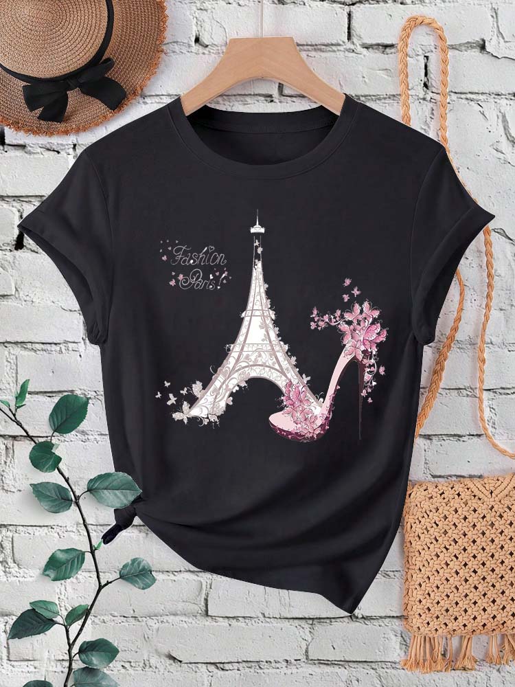 Moda paris torre eiffel impres - Summer Clothing In Paris avaliação e preço