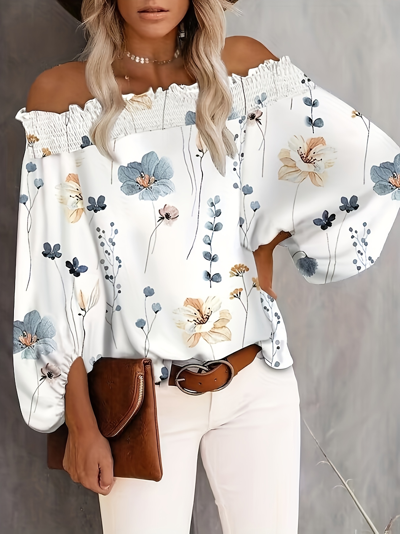 Blusa Casual Feminina Plus Siz - Off Shoulder Blouse avaliação e preço