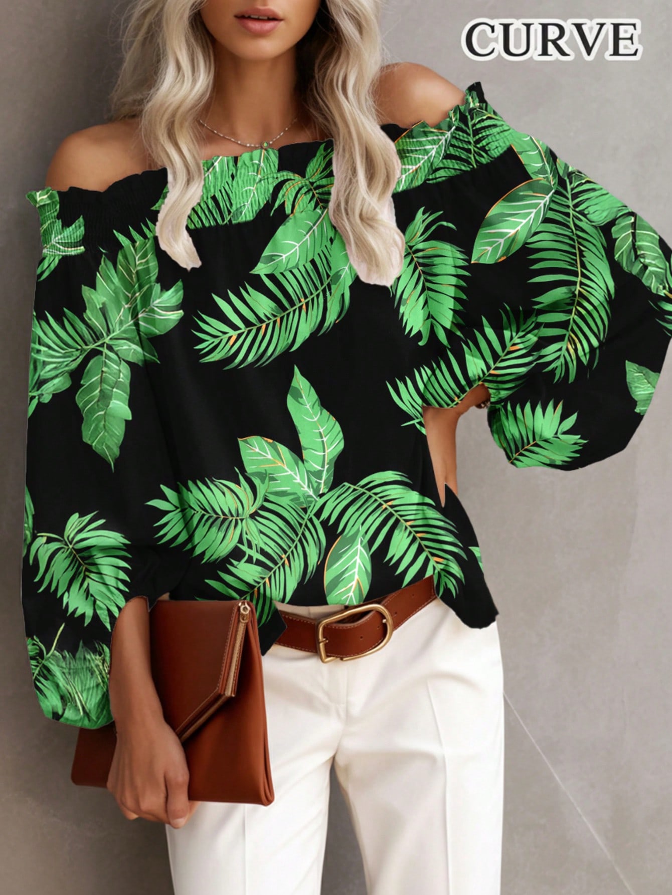 Blusa Casual Feminina Plus Siz - Off Shoulder Blouse avaliação e preço