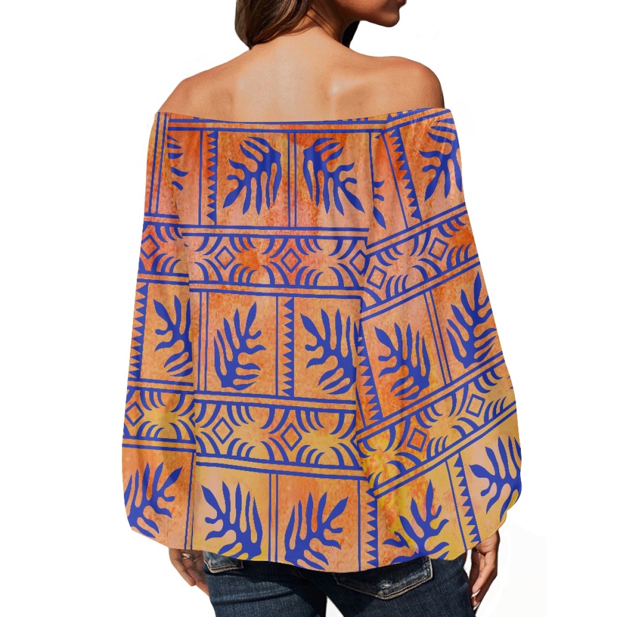 Roupas Tribais Polinésias, Blu - Off Shoulder Blouse avaliação e preço