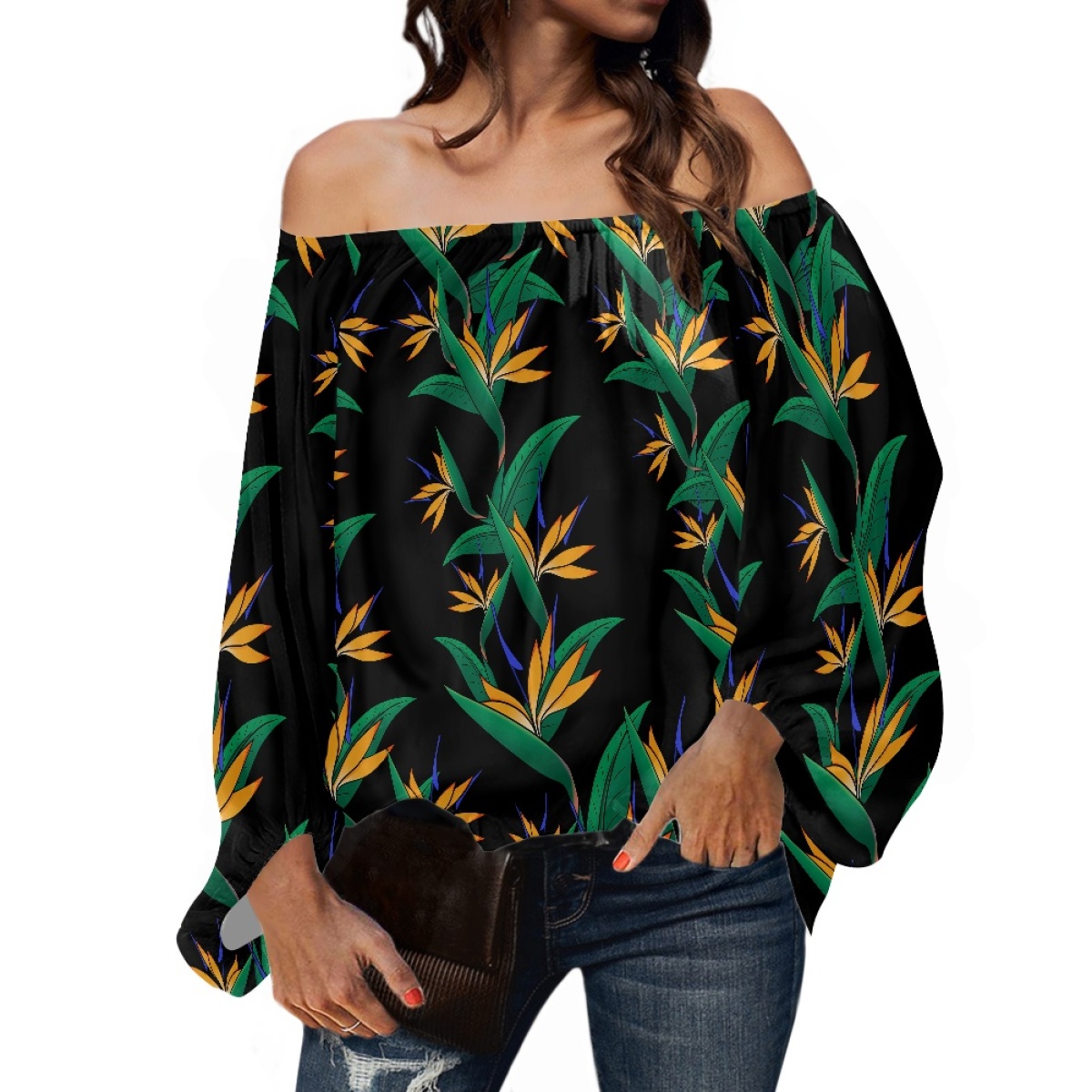Roupas Tribais Polinésias, Blu - Off Shoulder Blouse avaliação e preço